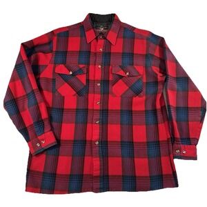 Back Packer Sportswear Jacket Shirt L Red Black Plaid Flannel Lined Ukraine VTG